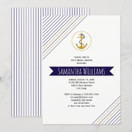 Invitación Bandas de anclaje de oro boda náutico ducha de nov