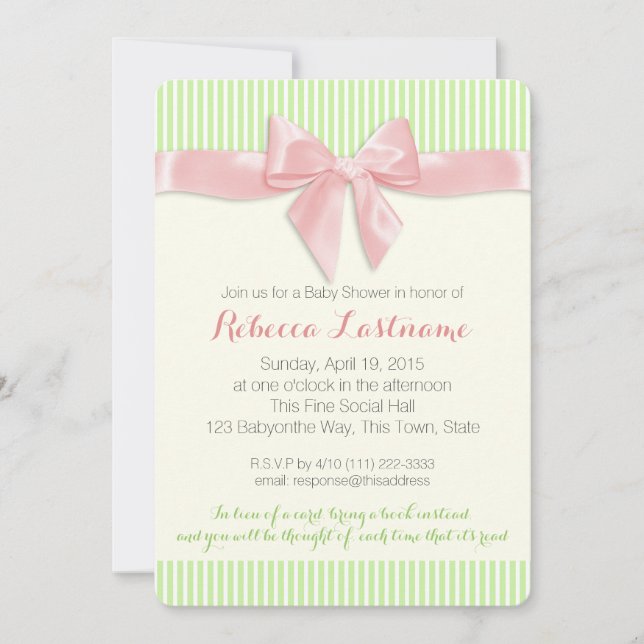 Invitación Bandas de barrido rosado y estampado Baby Shower (Anverso)