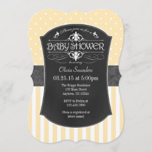 Invitación Bandas de cartón gris crema Baby Shower