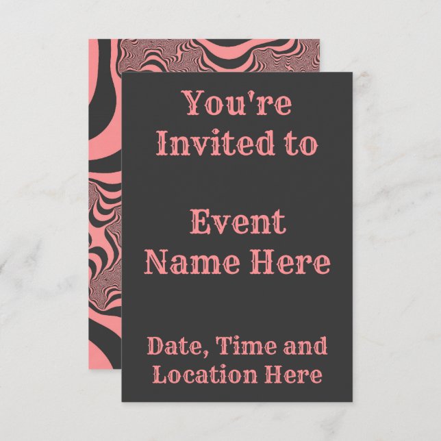 Invitación Bandas de cebra rosadas y fundidas (Anverso / Reverso)