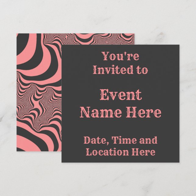 Invitación Bandas de cebra rosadas y fundidas (Anverso / Reverso)