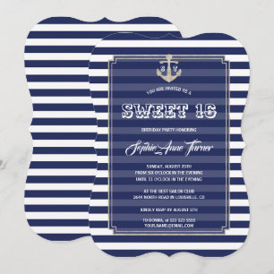 Invitación Bandas de la Marina Náutica Plata Dulce 16 Fiesta