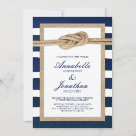 Invitación Bandas de la Marina Nautical Knot Burlap y Waterco