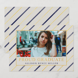 Invitación Bandas de oro de la Marina Elegante Moderna Gradua