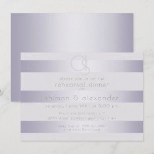 Invitación Bandas de plata violeta con monograma