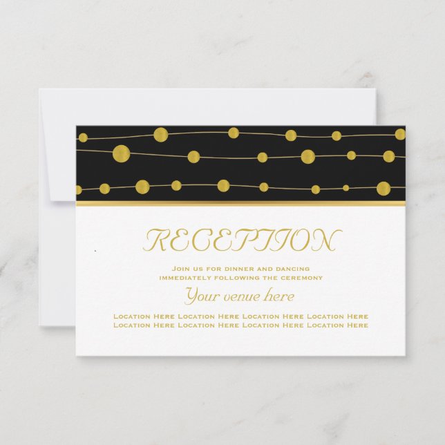 Invitación Bandas de Relieve metalizado de oro negro recepció (Anverso)