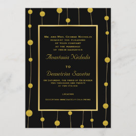 Invitación Bandas de Relieve metalizado negro, dorado y boda