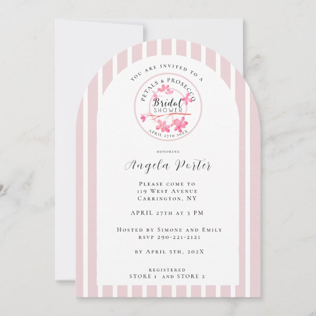Invitación Bandas francesas Prosecco Primrose Petal Shower (Anverso)