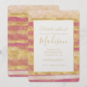 Invitación Bandas Glitz Gold Pink