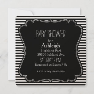 Invitación Bandas negras ducha bebé Monograma