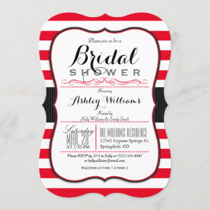 Invitación Bandas rojas escarlatas; ducha de novia elegante