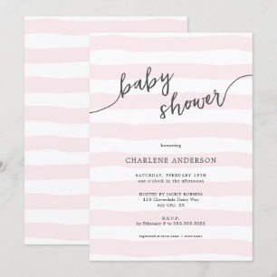 Invitación Bandas rosadas desfasadas Baby Shower