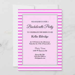 Invitación Bandas rosas/blancas enmarcadas en la fiesta de la