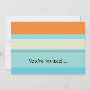 Invitación Bandas tonales horizontales en azul y Naranja blan