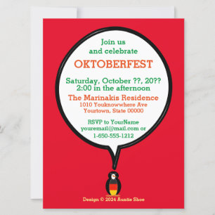 Invitación Bandera alemana Señora Pingüino Oktoberfest
