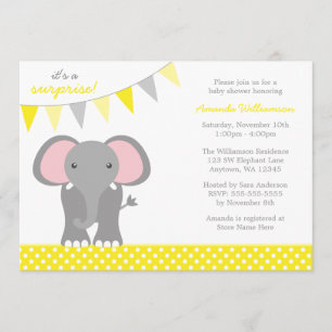 Invitación Bandera amarilla Baby Shower del lunar del