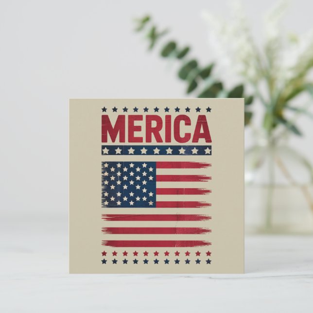 Invitación Bandera Americana 4 de Julio Merica (Anverso de pie)