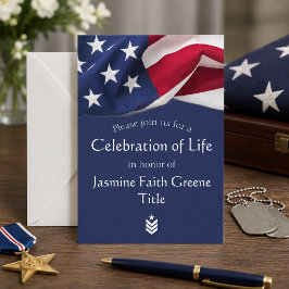 Invitación Bandera Americana Azul Celebración Militar de la V