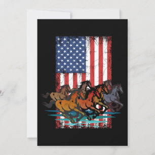 INVITACIÓN BANDERA AMERICANA CABALLO VINTAGE
