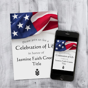 Invitación Bandera Americana de Celebración Militar de la Vid