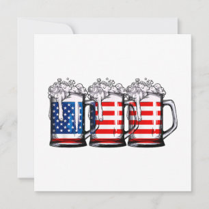 Invitación Bandera Americana de Cerveza 4 de Julio Hombres Mu