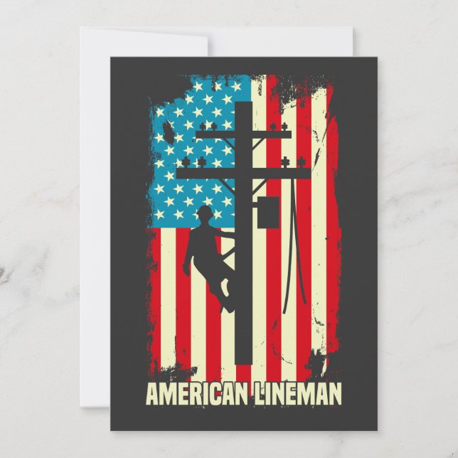 Invitación Bandera Americana de Liniero Patriótico (Anverso)