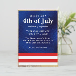 Invitación Bandera Americana del 4 de Julio sobre Hojalata Az
