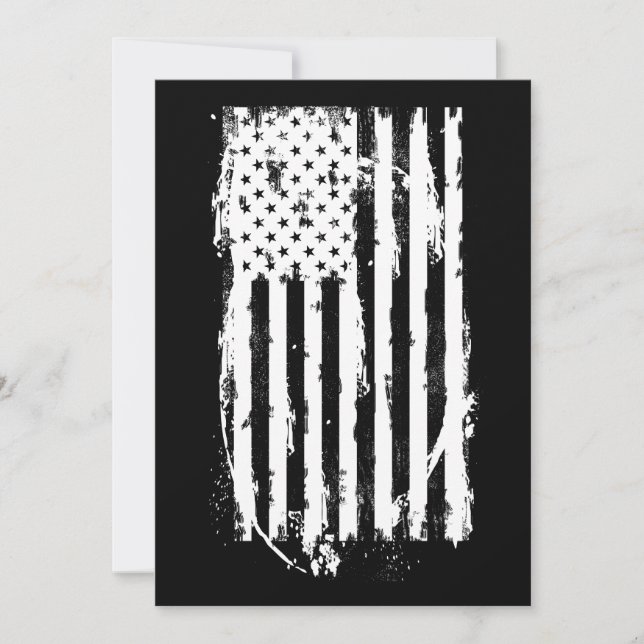 Invitación Bandera Americana Distressed Blanca (Anverso)