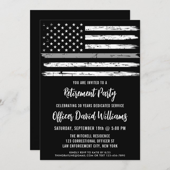 Invitación Bandera Americana Jubilación del Oficial Correccio (Anverso / Reverso)