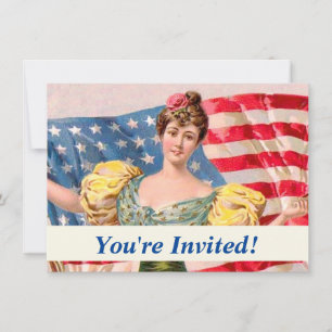 Invitación Bandera Americana Lady Liberty Independencia 