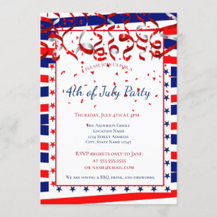 Invitación Bandera Americana Patriótica del 4 de Julio