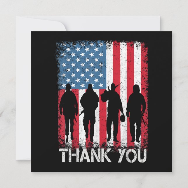 Invitación Bandera Americana Patriótica Gracias (Anverso)