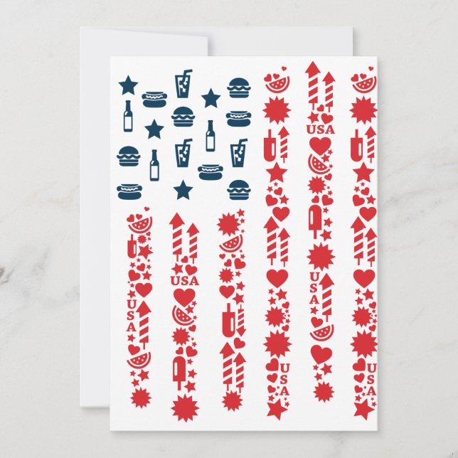Invitación bandera americana picnic 4 de julio (Anverso)