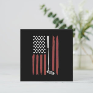Invitación Bandera Americana Retro Golfista de Golf Club Dive