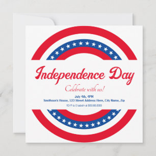Invitación Bandera Americana Rojo Blanco y Azul Día de la Ind