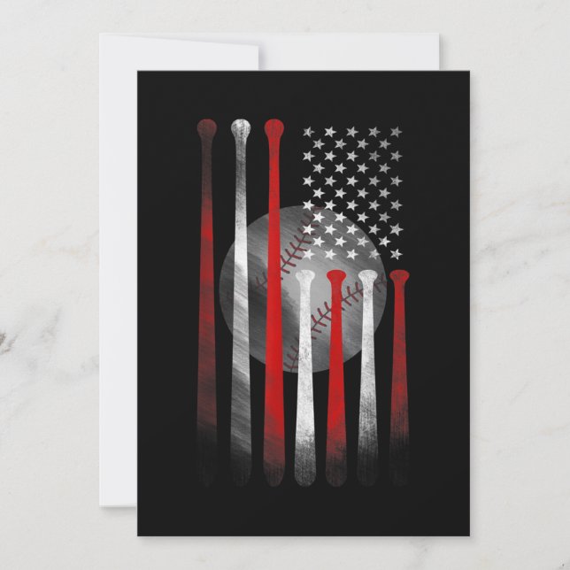Invitación Bandera Americana Vintage Baseball (Anverso)
