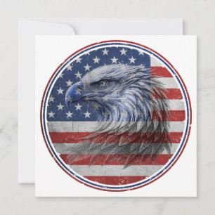 Invitación Bandera Americana Vintage con Águila Distorsionada