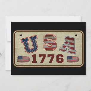 Invitación Bandera Americana Vintage USA 1776
