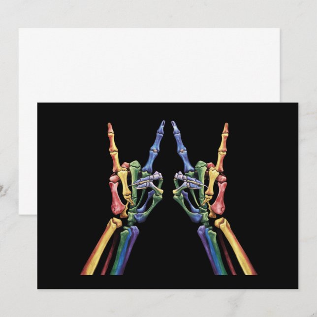 Invitación Bandera arcoiris de Skeleton Rock Hand LGBTQ Guay  (Anverso / Reverso)