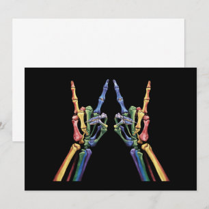 Invitación Bandera arcoiris de Skeleton Rock Hand LGBTQ Guay 