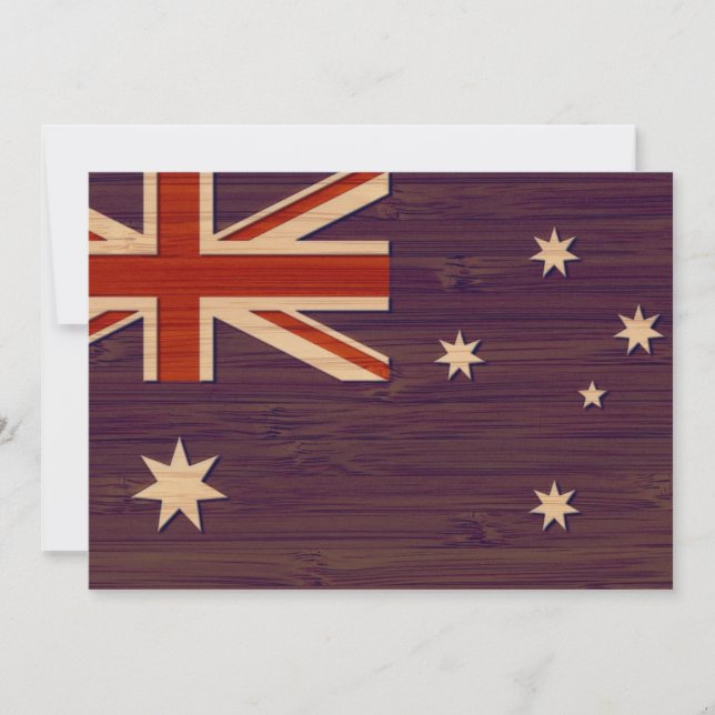 Invitación Bandera australiana con bambú y grabado (Anverso)