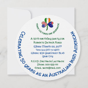 Invitación Bandera Australiana Irlandesa Americana Trébol Per