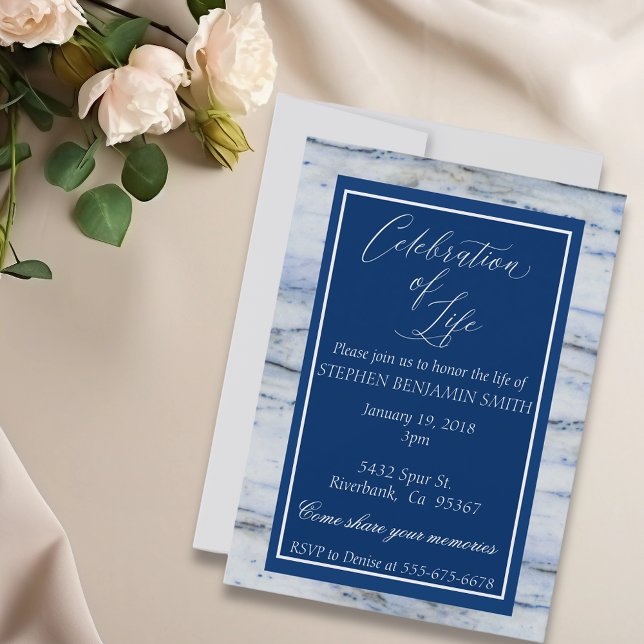 Invitación Bandera azul de celebración de la vida en memoria (Subido por el creador)