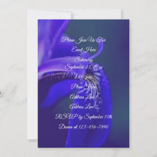 Invitación Bandera Azul Iris Flor Petal Elegante Fiesta