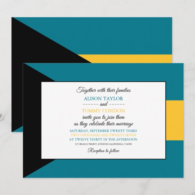 Invitación Bandera bahameña, bandera del Boda de las Bahamas (Anverso / Reverso)