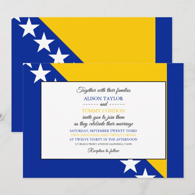 Invitación Bandera bosnia, bandera de Bosnia y Herzegovina Bo (Anverso / Reverso)