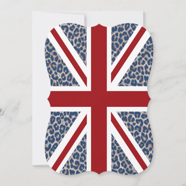 Invitación Bandera británica Union Jack con la impresión azul (Anverso)