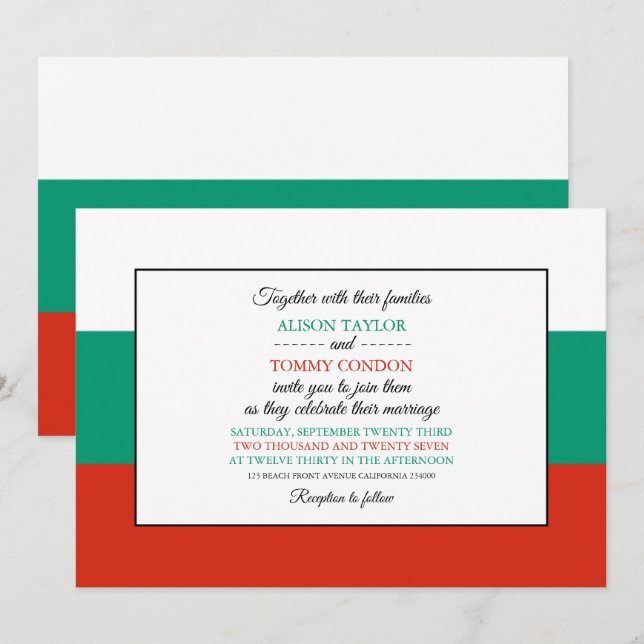 Invitación Bandera búlgara, bandera de Bulgaria Boda (Anverso / Reverso)
