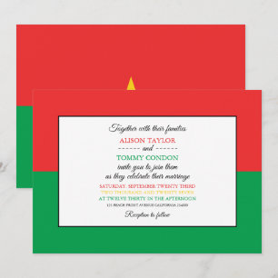 Invitación Bandera burkinesa, bandera de Burkina Faso Boda