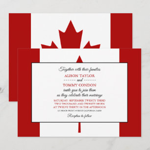 Invitación Bandera canadiense, bandera de Canadá Boda